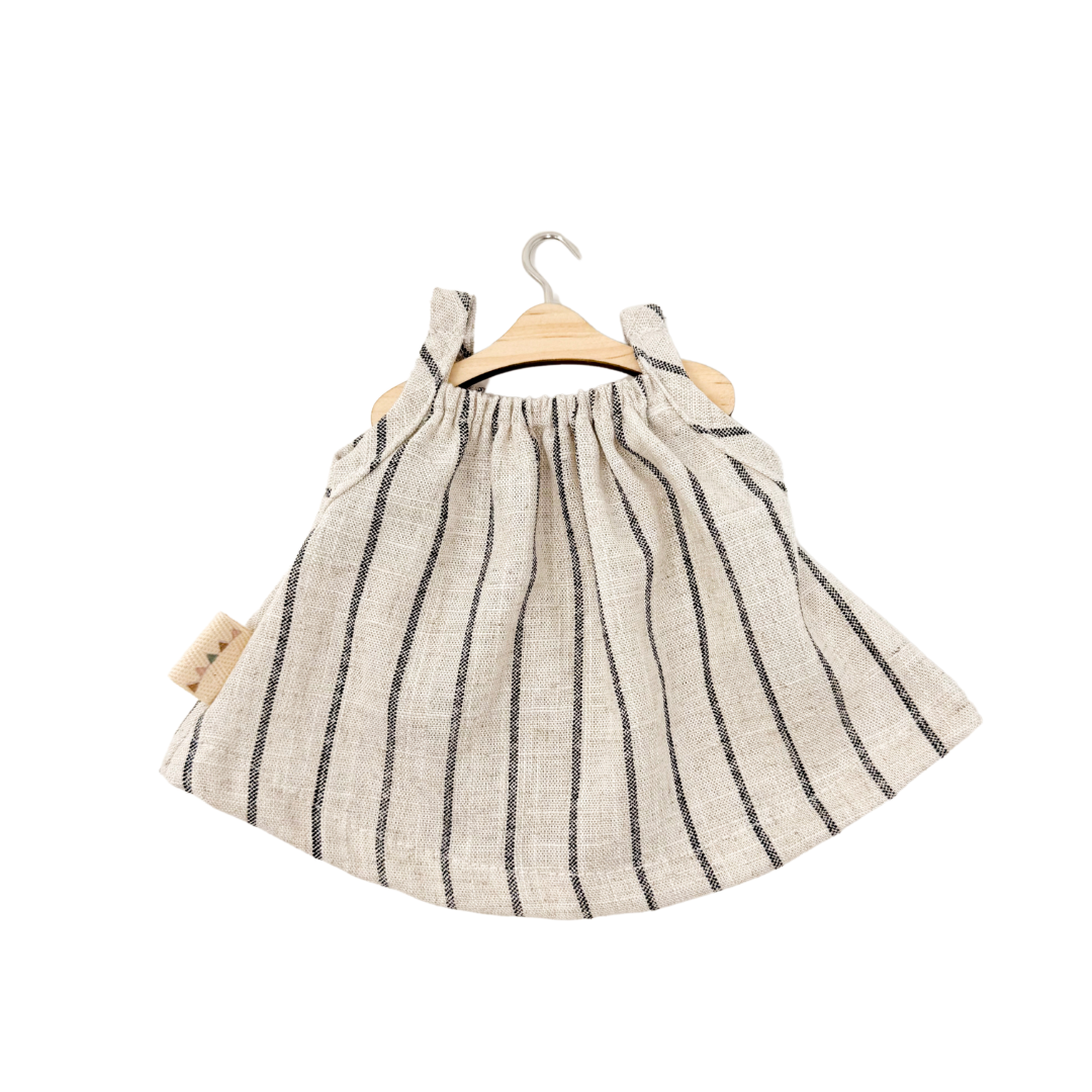 Coco Bear + Striped Naomi Dress + Caramel Headband + Terry Cloth Bandana Bib