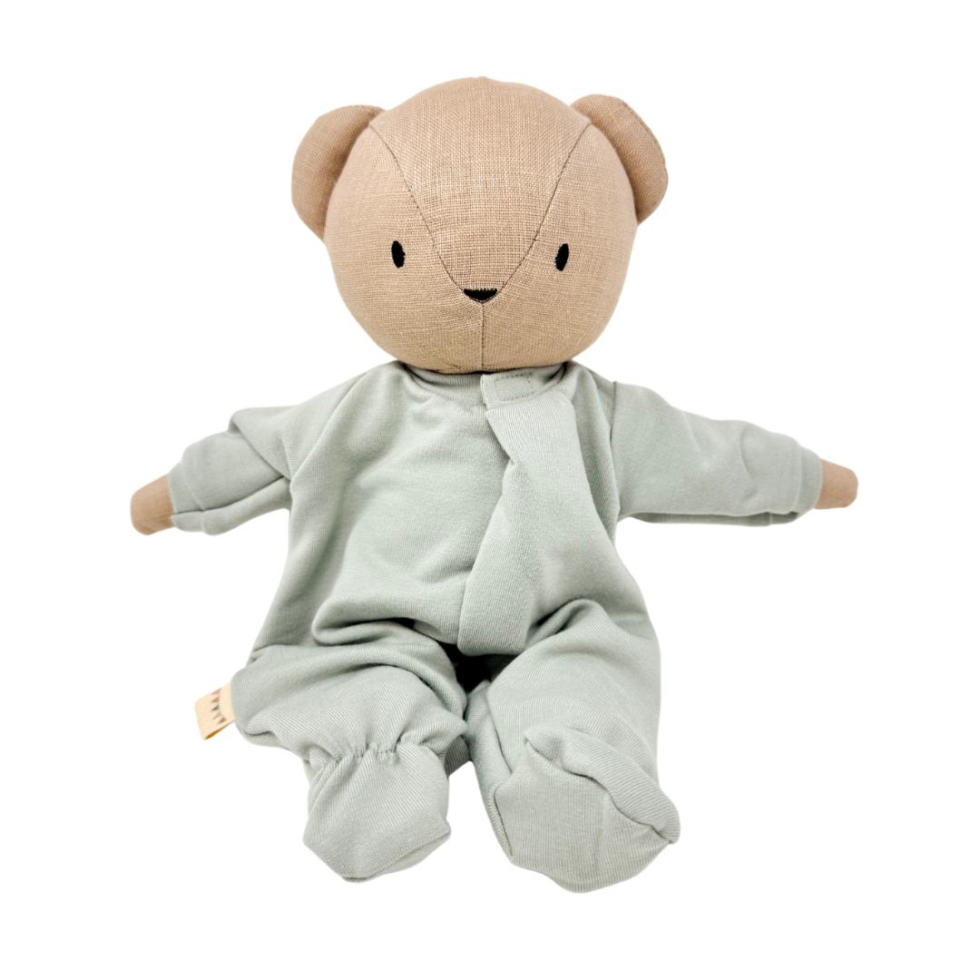 Sandy Bear + Footed Sleeper - Sage