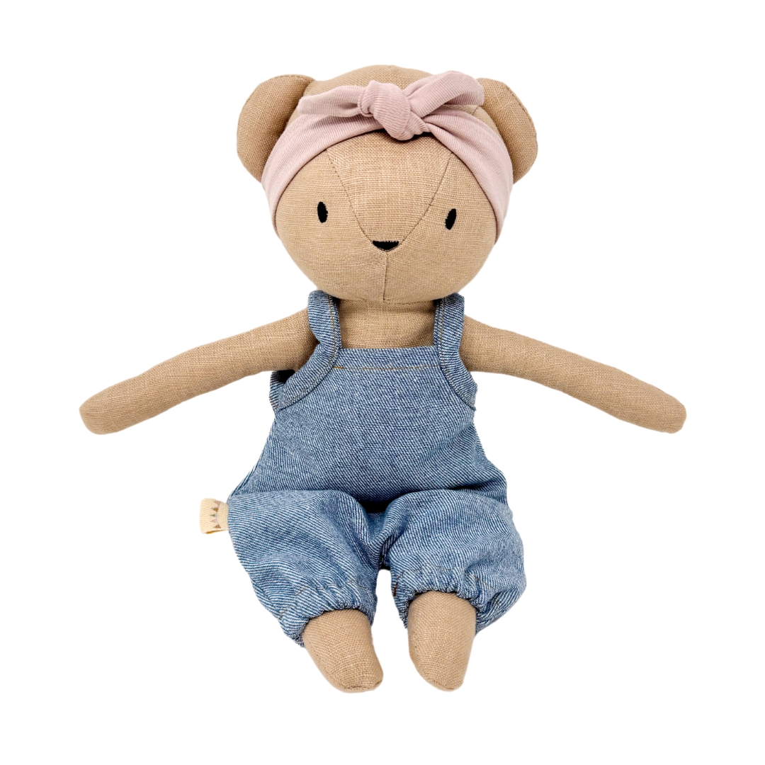 Sandy Bear + Billie Jean Harem Romper + Pink Bow Headband