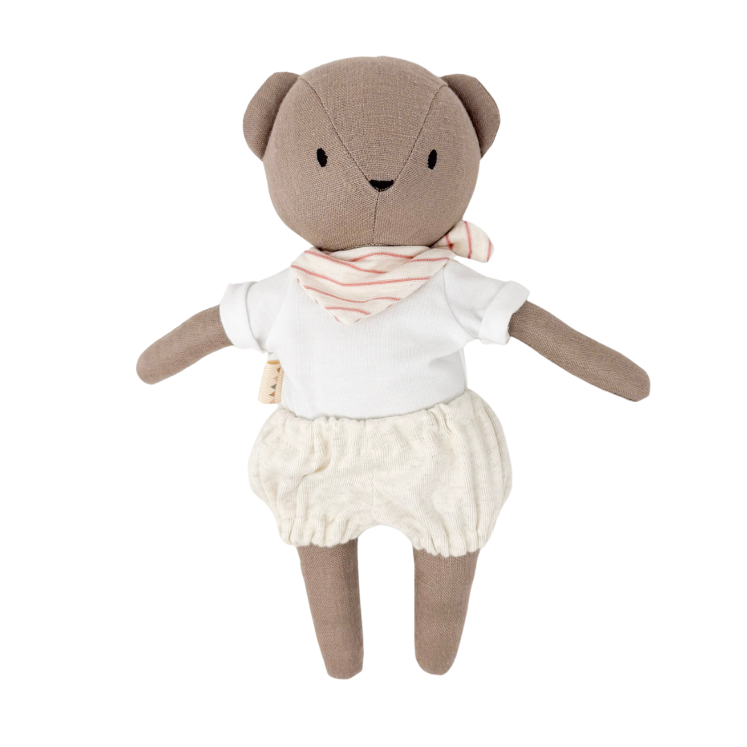Coco Bear + Oatmeal Bloomers + Modal White Tee + Picnic Bandana Bib