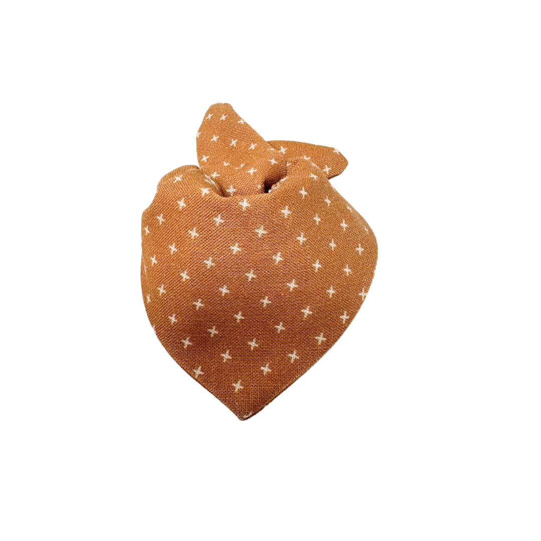 Bandana Bib - Caramel Crosses