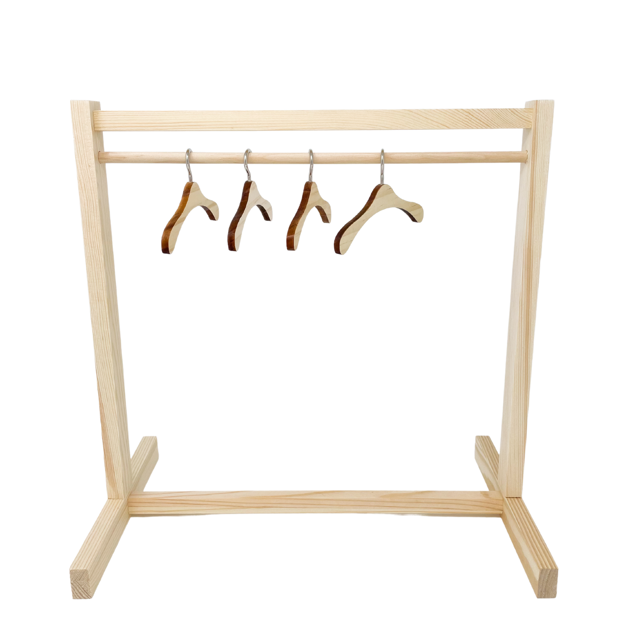 Wooden Doll Clothing Rack with Miniature Hangers Huggabeau