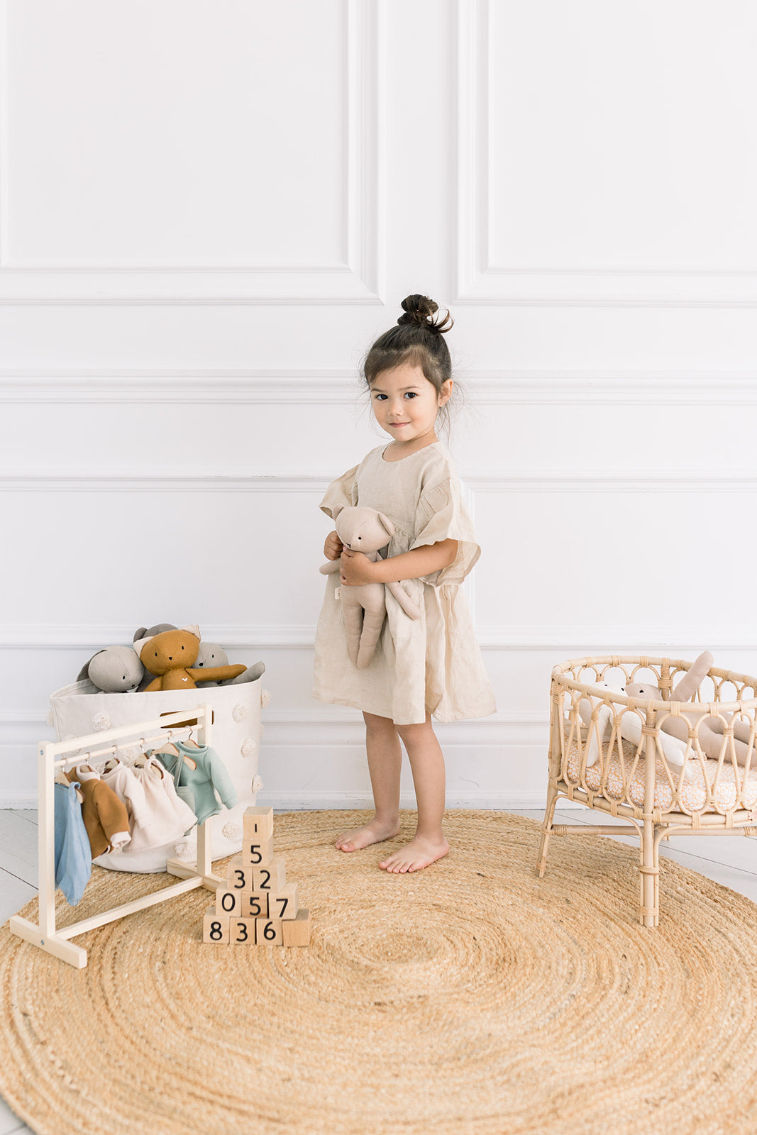 Sandy Bear + Cotton Modal Tee + Striped Jersey Overalls