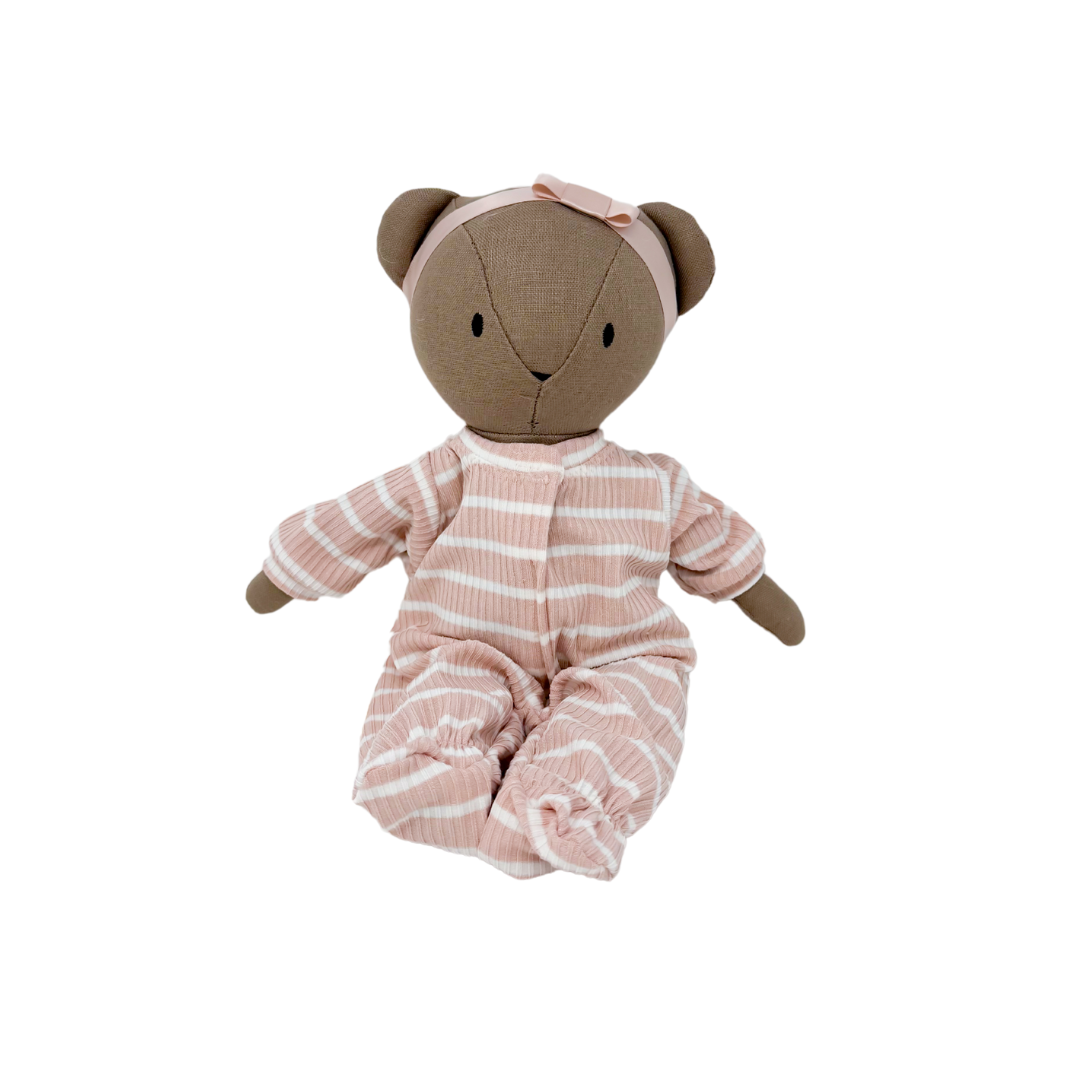 Striped Footed Sleeper & Ribbon Headband (Outfit only)