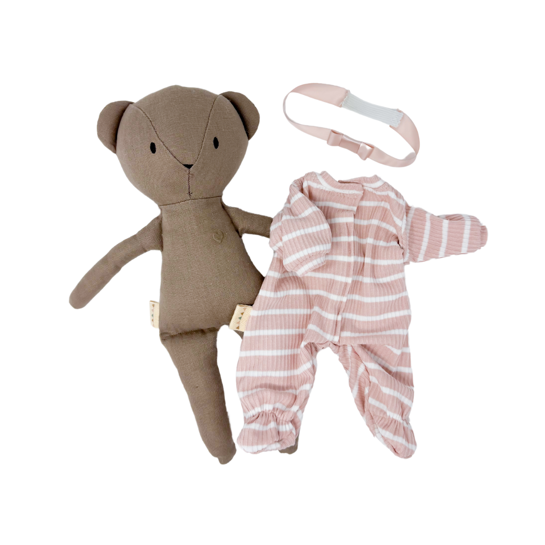 Striped Footed Sleeper & Ribbon Headband (Outfit only)