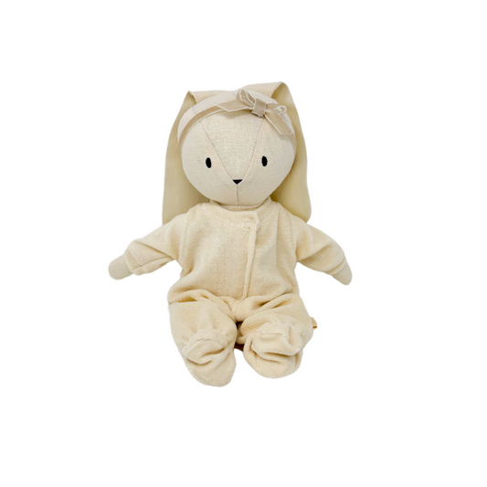 Lumi Bunny + Cream Terry Footed Sleeper & Velvet Headband