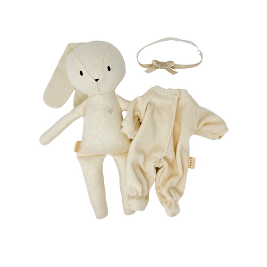 Lumi Bunny + Cream Terry Footed Sleeper & Velvet Headband