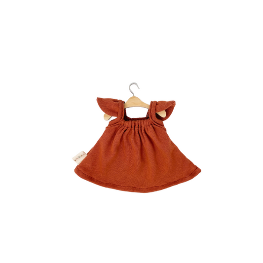 Sandy Bear + Ribbed Knit Petal Dress in Maroon