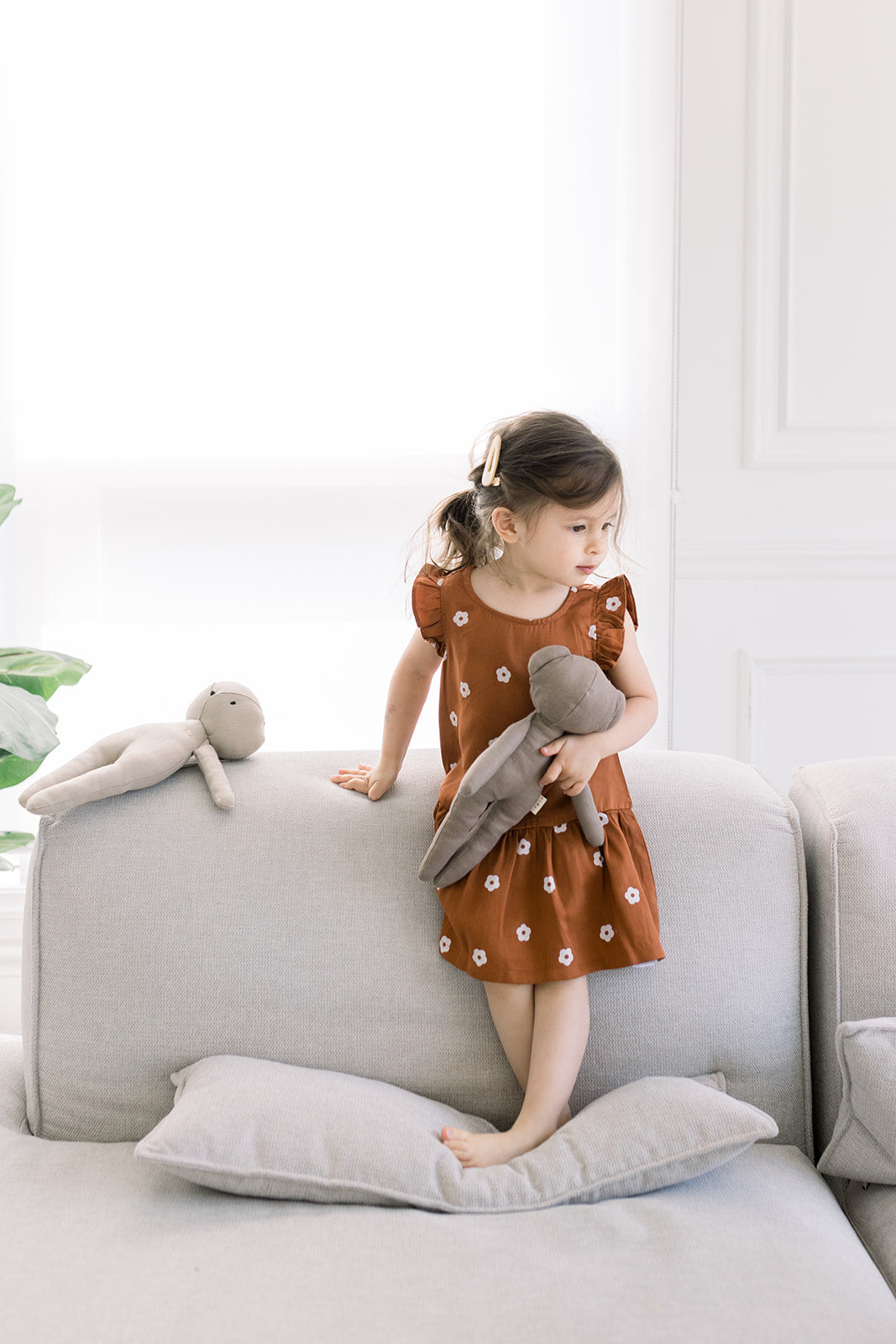 Coco Bear + Oatmeal T-shirt with Leggings in Maroon